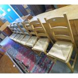 SET OF 8 SPAR BACK CHAIRS WITH RUSHWORK SEATS