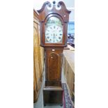 19TH CENTURY MAHOGANY GRANDFATHER CLOCK WITH PAINTED DIAL SIGNED JAMES KAY ABERDEEN 213CM TALL