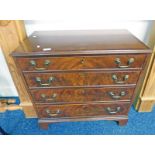 MAHOGANY CHEST OF 4 DRAWERS WITH BRASS DROP HANDLES WIDTH - 75 CMS