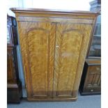 19TH CENTURY BEECH WARDROBE WITH 2 PANEL DOORS & FITTED INTERIOR