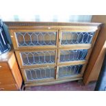 3 TIER SECTIONAL BOOKCASE WITH LEADED GLASS PANEL DOORS 122 X 30 X 122 CM Condition