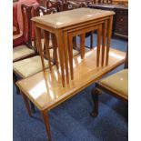 MAHOGANY NEST OF TABLES & LARGE MAHOGANY COFFEE TABLES.