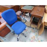 SMALL MAHOGANY SOFA TABLE, TROLLEY, HAND CHAIR,