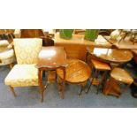 OAK BEDROOM CHAIR, OCCASIONAL TABLES,