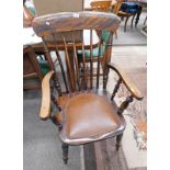 EARLY 20TH CENTURY SPARBACK KITCHEN CHAIR ON TURNED SUPPORTS