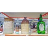 SELECTION OF GLASS AND STONEWARE BOTTLES WITH LABELS MARKED 'THORNE & SONS" AND ONE STONEWARE JAR