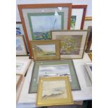 7 FRAMED WATERCOLOURS, PASTELS,