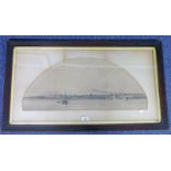 FRAMED ENGRAVING DUNDEE FROM THE TAY - OVERALL SIZE INCLUDING FRAME 51 X 91 CMS