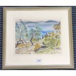 ALEXANDER BURNS - (ARR) LOCH SCENE UNSIGNED WITH AUTHENTICATION LABEL TO REAR FRAMED