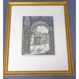 GILT FRAMED 19TH CENTURY ENGRAVING: ROMA 1820 VEDULA DELL INTERNO DELLARCO DI GIANO - 48 X 38 CMS