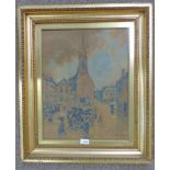 JAMES WATTERSTON HERALD PARISH CHURCH ARBROATH SIGNED FRAMED WATERCOLOUR 50 X 38CMS