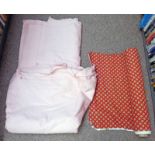 PINK LAURA ASHLEY FABRIC & 1 ROLL OF RED,