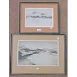 PAIR OF FRAMED ETCHINGS BY JOHN M AIKEN DEPICTING HIGHLAND GLEN SCENES