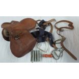 CHILD'S SADDLE, SPURS,