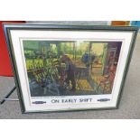 TERENCE CUNEO ON EARLY SHIFT FRAMED PRINT 57 X 74 CM