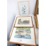 3 FRAMED WATERCOLOURS & PRINTS TO INCLUDE 'AGNI,