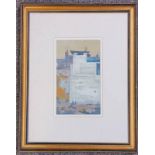 IRENE HALLIDAY - (ARR) FISH HOUSE BROTHOCK WALL SIGNED FRAMED GOUACHE 21 X 12 CM