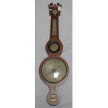 19TH CENTURY ROSEWOOD BANJO BAROMETER Condition Report: Middle dial missing.