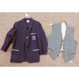 NAVY CHILD'S SUIT JACKET MONOGRAMMED BH & TWEED WAISTCOAT