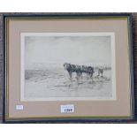 JACKSON SIMPSON THE SAND CART SIGNED IN PENCIL FRAMED ETCHING 20 X 27 CM