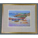 DONALD MCINTYRE - (ARR) BEACH IONA SIGNED GILT FRAMED OIL PAINTING 29 X 39 CM Condition