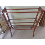 19TH CENTURY MAHOGANY 6 BAR TOWEL RAIL 87CM TALL X 73CM WIDE