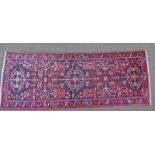 BLUE GROUND IRANIAN RUNNER TRADITIONAL DESIGN 316 X 119CM