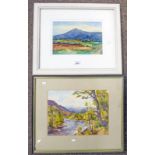 PAIR OF FRAMED WATERCOLOURS OF COUNTRY SCENES TO INCLUDE 'BACK O' BENNACHIE' BY DAVID PETTIGREW &