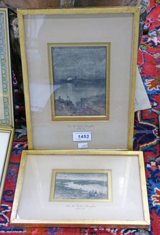 W FETTES DOUGLAS RIVER SCENES UNSIGNED WITH LABEL TO REVERSE PAIR OF PEN & INK DRAWINGS