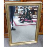 RECTANGULAR GILT FRAMED MIRROR GLASS 49 X 75 CM