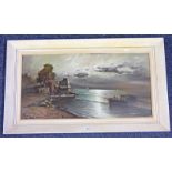 R BELTRAME MOONLIT ITALIAN COASTAL SCENE SIGNED FRAMED OIL PAINTING 39 X 79 CM Condition