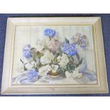PHYLLIS I HIBBERT HYDRANGEA SIGNED IN PENCIL FRAMED WATERCOLOUR 55 X 75 CM Condition