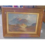 F E JAMIESON HIGHLAND RIVERSIDE COTTAGE SIGNED FRAMED OIL PAINTING 39 X 60 CM