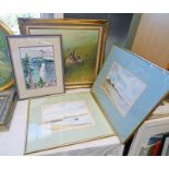 4 FRAMED PAINTINGS TO INCLUDE 'RABBITS' SIGNED NANCE,