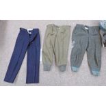 2 PAIRS OF TWEED SUIT TROUSERS & 1 PAIR WOOL NAVY PINSTRIPE SUIT TROUSERS Condition