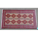 UNIQUE CREAM GROUND AFGHAN BALUCHI TRIBAL RUG 183 X 104CM