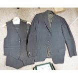 GREY STRIPED 3 PIECE WOOL SUIT BY WILLIAM ANDERSON & SONS,