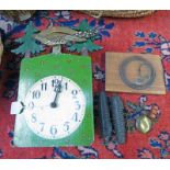 EARLY 20TH CENTURY ARTS & CRAFTS PAINTED CUCKOO CLOCK WITH BIRD & TREE DECORATION
