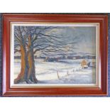 G BISSILL WINTER EVENING HAMPSHIRE SIGNED FRAMED OIL PAINTING 25 X 35 CM