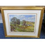 MCINTOSH PATRICK BALSHANDO FARM IMPRESSED SIGNATURE GILT FRAMED PRINT 35 X 45 CM