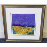 DEBORAH PHILLIPS PURPLE HAZE SIGNED FRAMED ACRYLIC 34X34CM