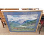 JOHNSTONE, LANDSCAPE, SIGNED, FRAMED GOUACHE,