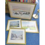 4 FRAMED ST ANDREWS PRINTS, WATERCOLOUR,