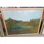 ROBERT M SKEA LOCH VIEW SIGNED FRAMED OIL PAINTING 79 X 105 CM