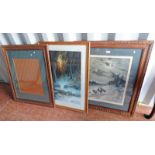 2 FRAMED PRINTS BY J FARQUHARSON TO INCLUDE 'THROUGH THE WOODS' & 'OVER SNOWFIELDS WASTE AND
