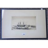 A GRIGOR ON THE GARELOCH SIGNED IN PENCIL FRAMED ETCHING 16.5 X 28.