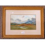 THOMAS BUNTING ON THE DERRY, BRAEMAR GILT FRAMED WATERCOLOUR 21 X 34.