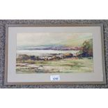 GEORGE S CATHRO BASIN VIEW SIGNED FRAMED WATERCOLOUR 17 X 32 CM