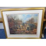 MCINTOSH PATRICK HENS ROAMING THE GROUNDS SIGNED IN PENCIL GILT FRAMED PRINT 54 X 70 CM