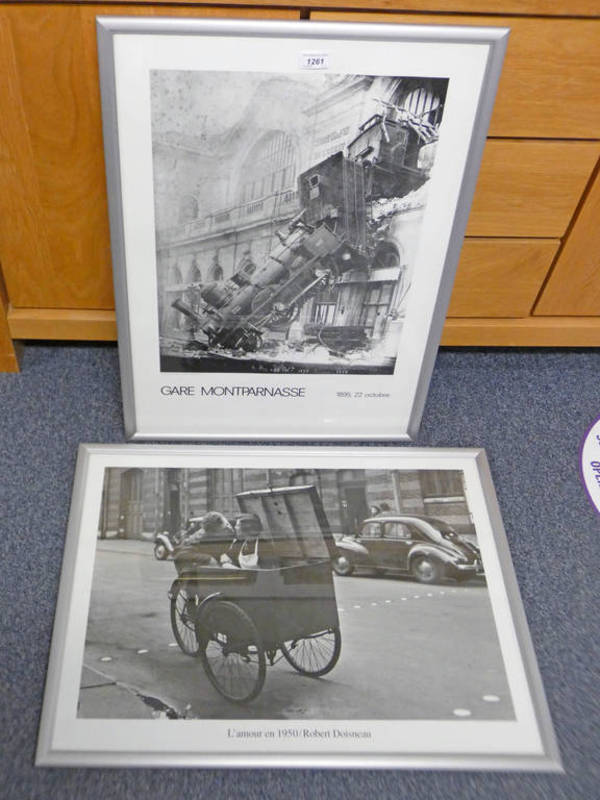 PAIR OF FRAMED FRENCH POSTERS TO INCLUDE 'GARE MONTPARNASSE 1895,